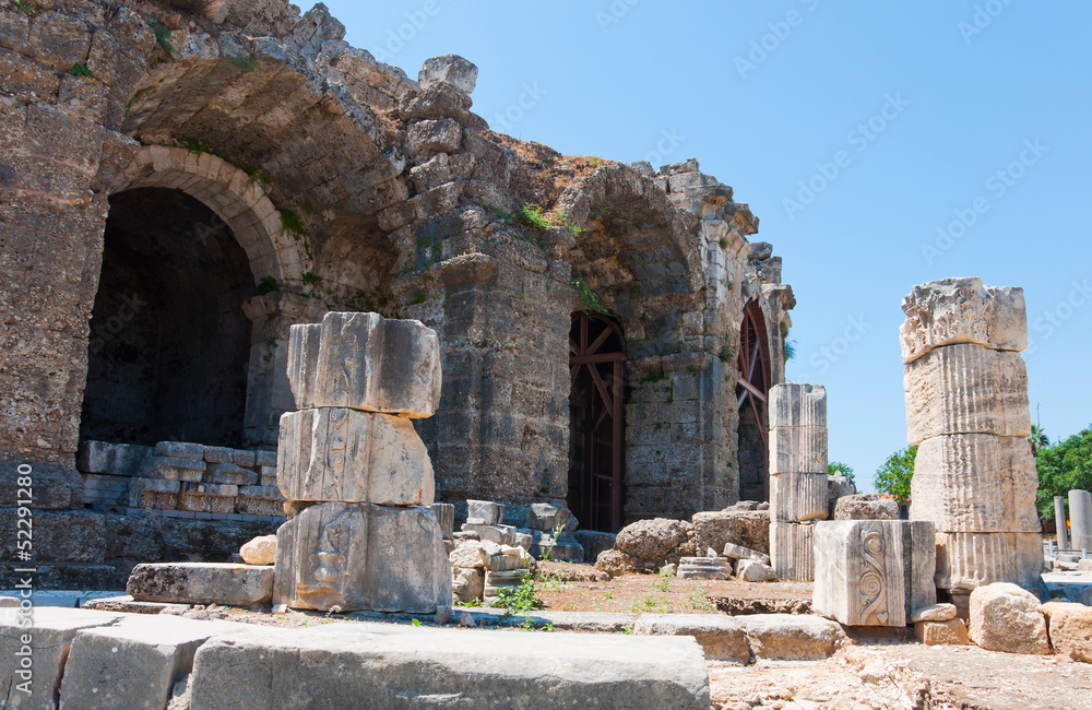 The ruins of the ancient city of Side, Turkey