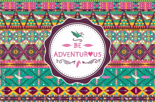 Hipster seamless aztec pattern with geometric elements