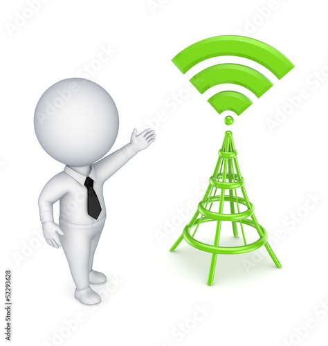 3d small person and stylized antenna.