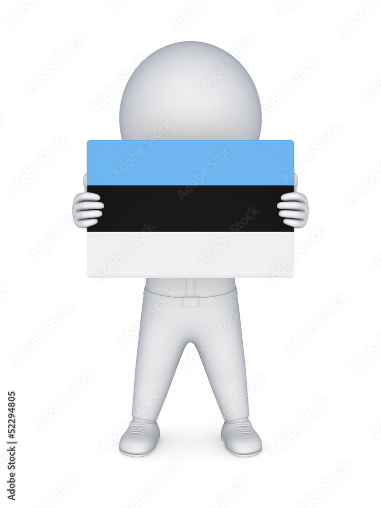 3d small person with flag of Estonia. 3d small person with flag of Estonia.