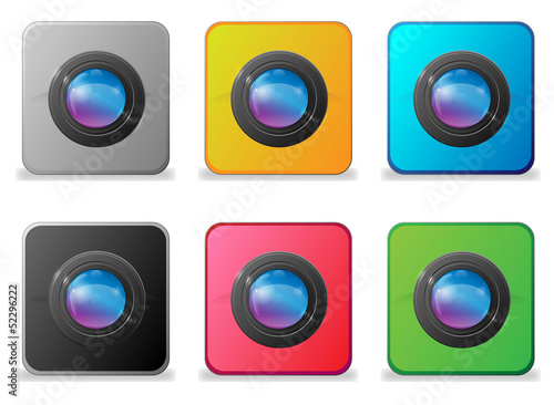 colored lense icon square vectors