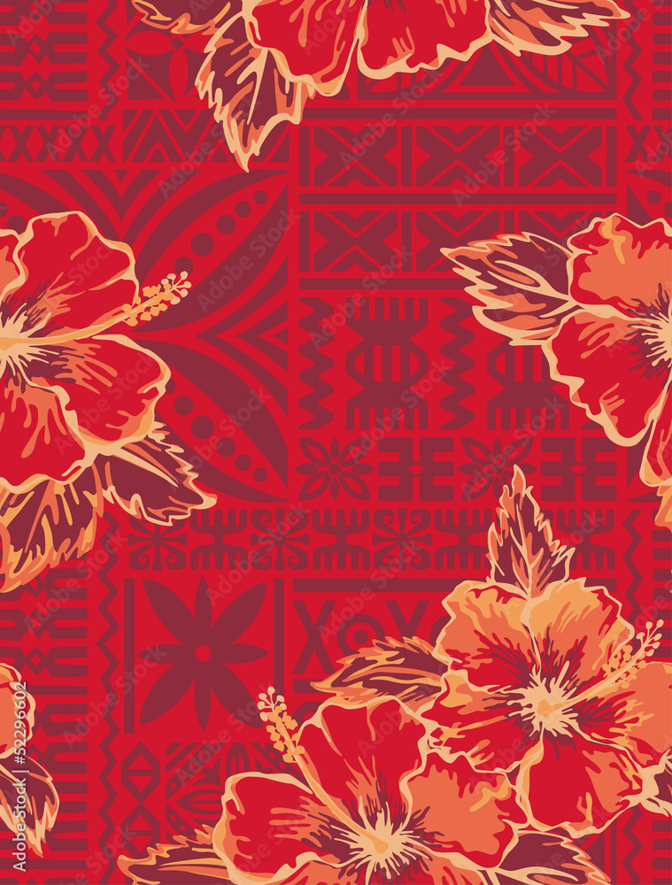 Traditional Hawaiian wallpaper - vector seamless pattern Stock Vector