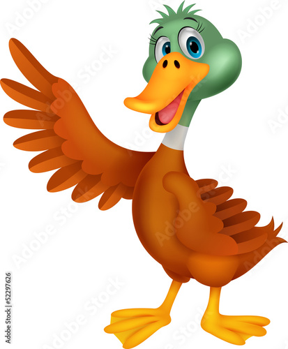 Cute duck cartoon waving
