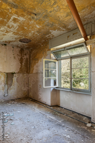 old destroyed building  room with window