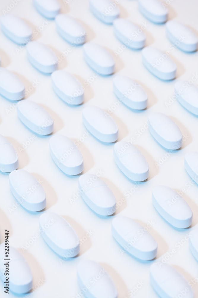 Pills on factory table Pills on factory table