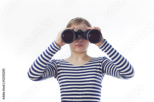 the girl and a pair of binoculars
