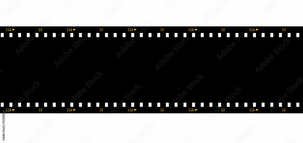 Cinema film strip black blank isolated on white