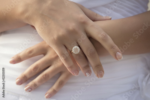 Caucasian hands with wedding rings