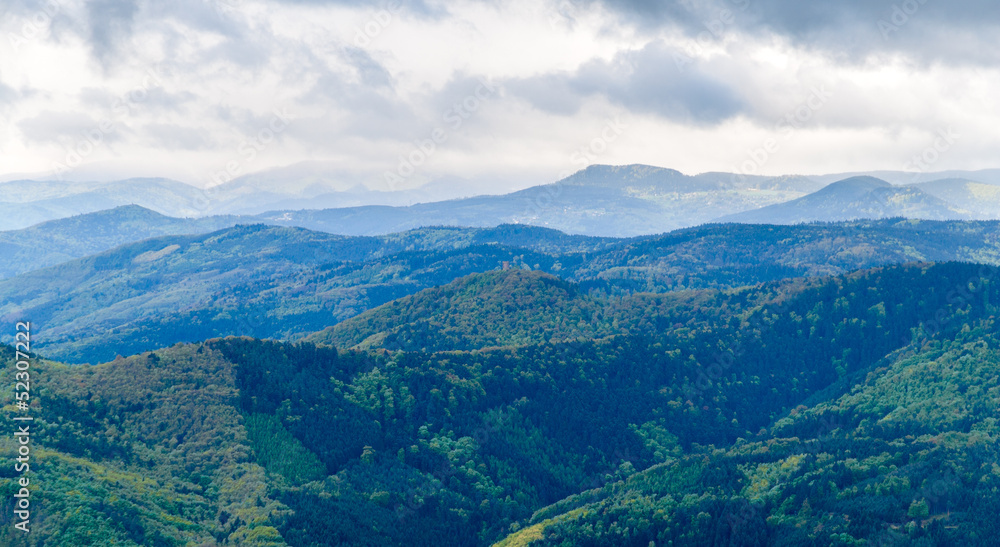 View of Vosges mountains in Alsace - France View of Vosges mountains in Alsace - France