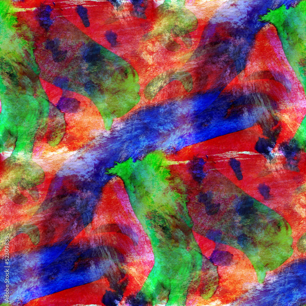 seamless wallpaper watercolor red, blue, green abstract avant-ga