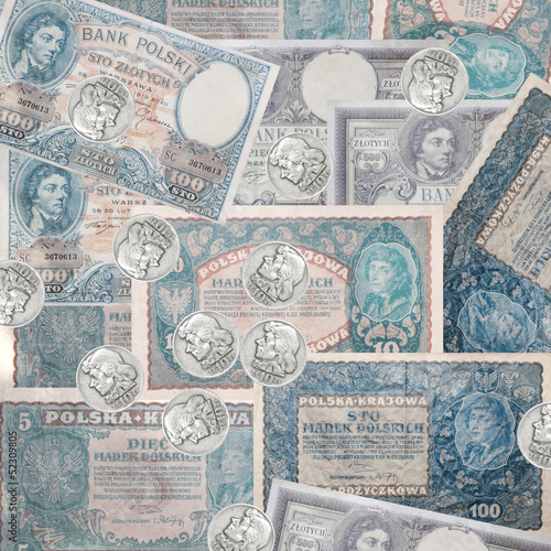 Background of the old Polish money