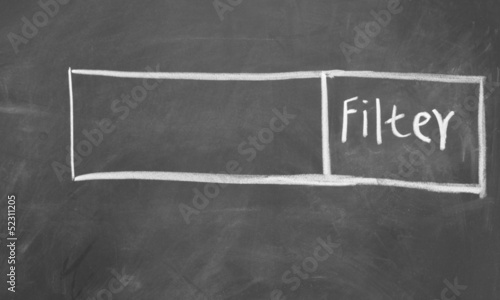 Filter interface drawn with chalk on blackboard
