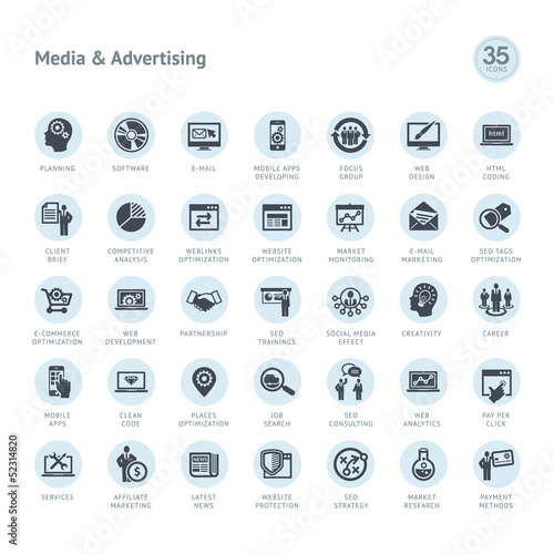 Set of media and advertising icons