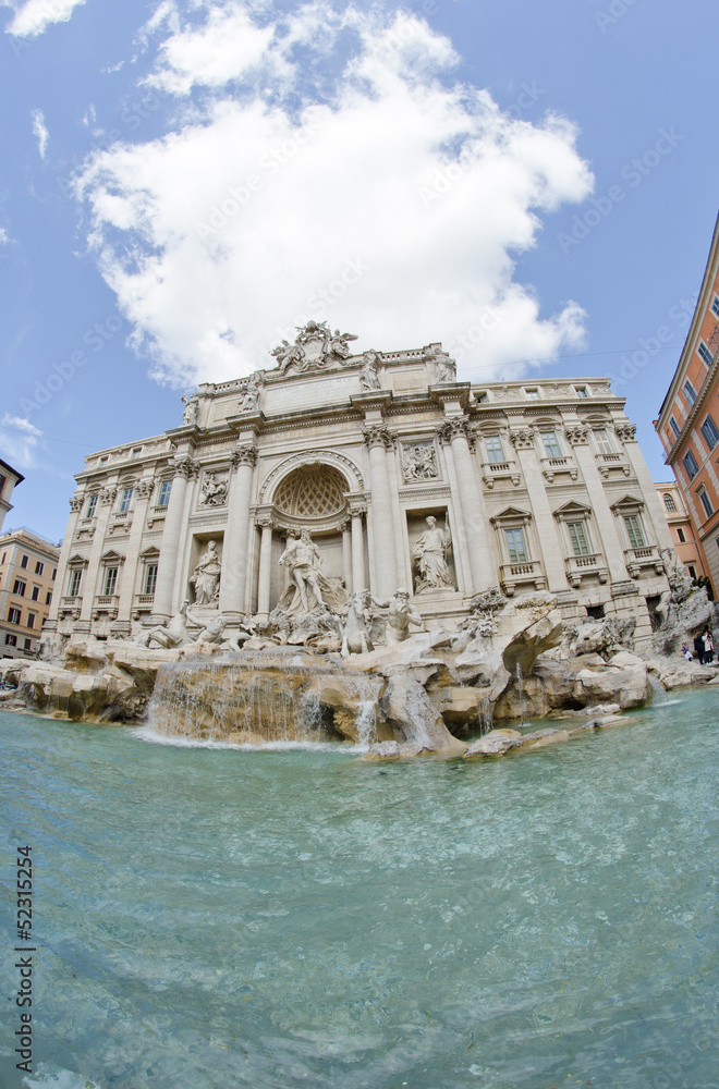 Architectural Detail of Trevi Fountain in Rome