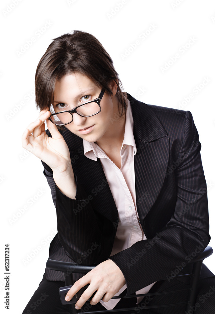 Business woman. Isolated over white background