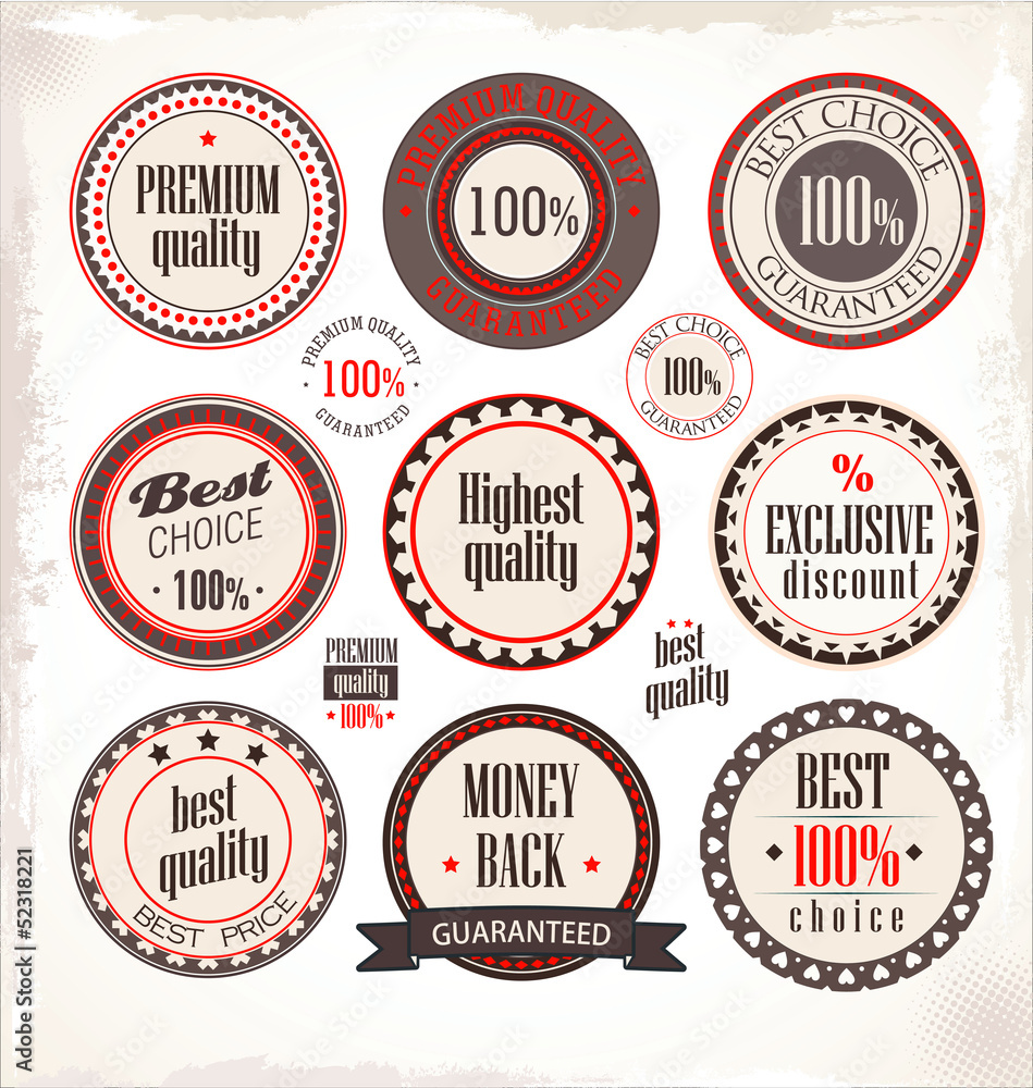 Obraz premium Vector set of vintage PREMIUM QUALITY labels