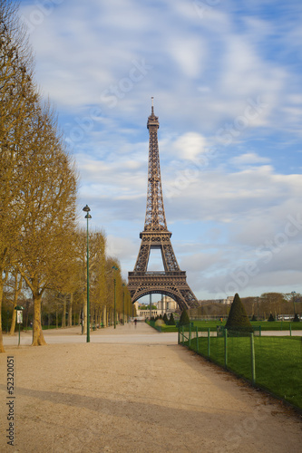 Eiffel tower from Champ de Mars after sunrise © honzahruby