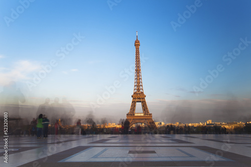 Eiffel tower from Trocadero at sunset, Paris, France © honzahruby
