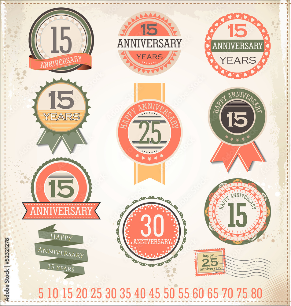 Obraz premium Anniversary sign collection, retro design