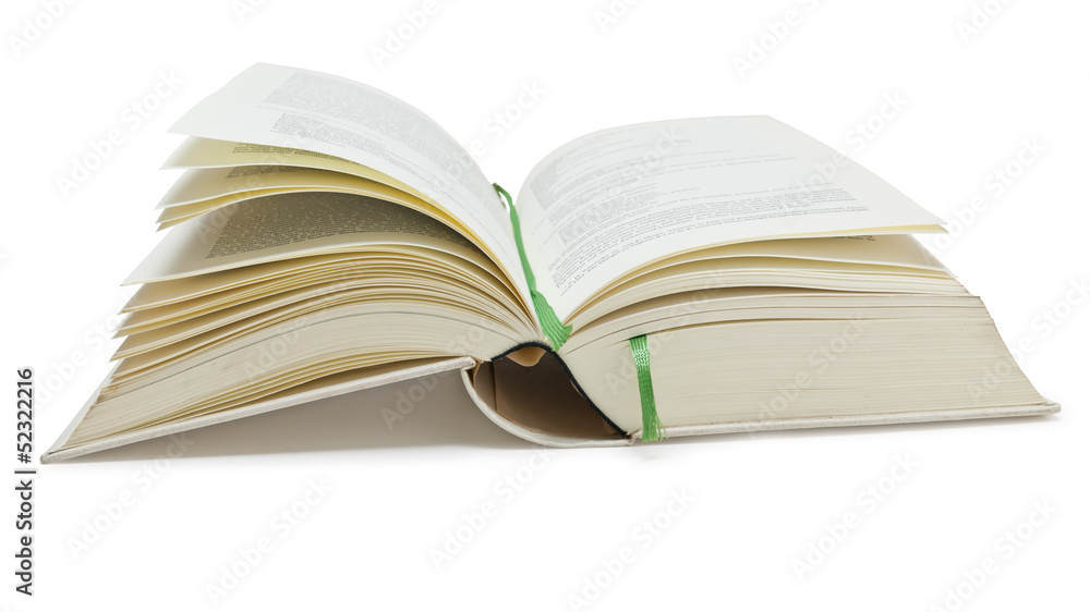 Alte Buch aufgeschlagen auf weißem Hintergrund Alte Buch aufgeschlagen auf weißem Hintergrund