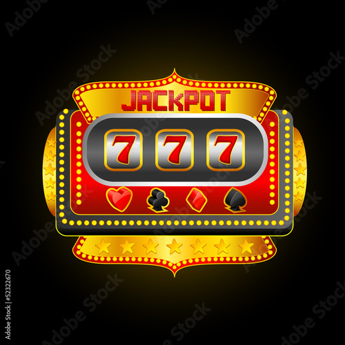 vector illustration of casino slot machine showing jackpot
