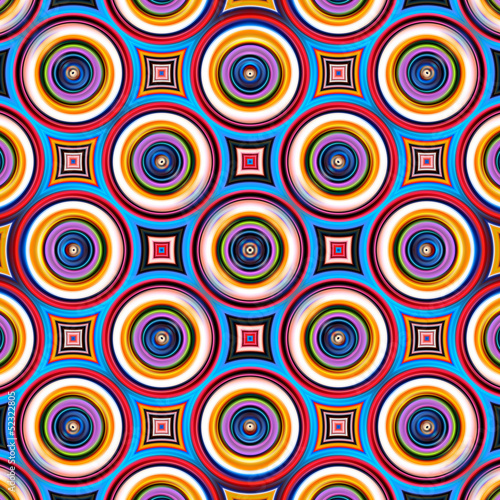 Colorful symmetrical abstract circle shapes pattern.