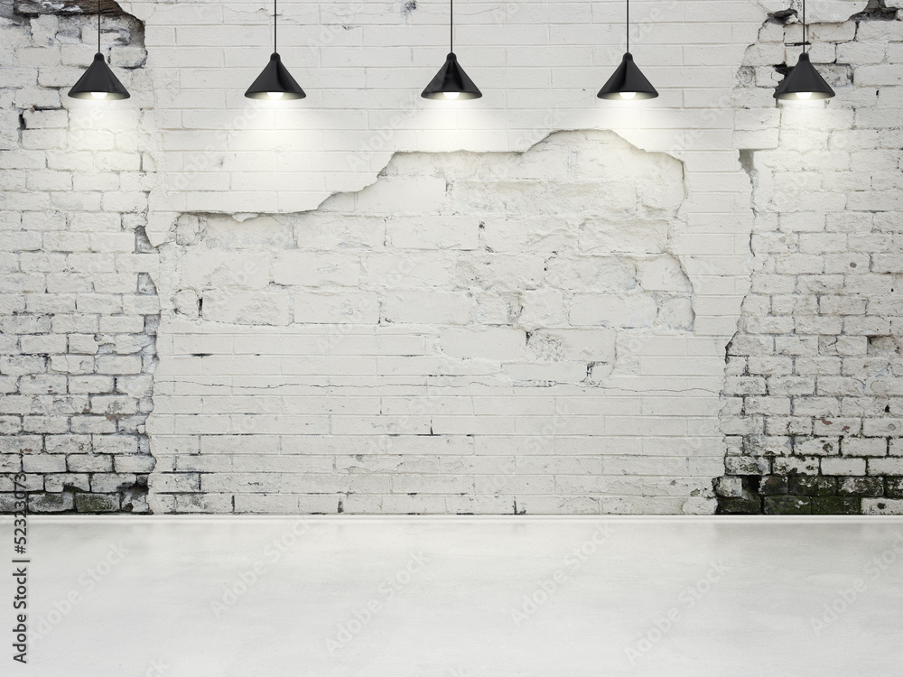 grungy wall with lamps - obrazy, fototapety, plakaty 