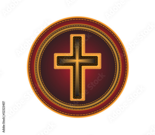 Embroidered button Religious cross.Vector