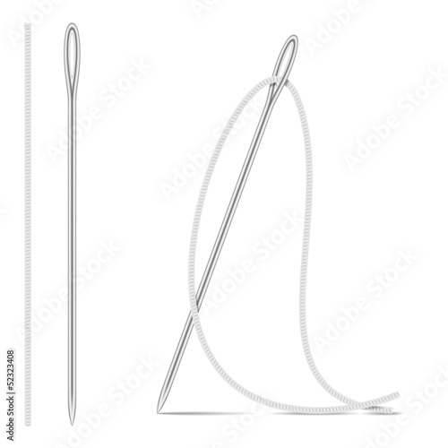 Needle And Thread. Isolated On White. Vector Illustration