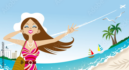 Happy young woman enjoying summer vacation