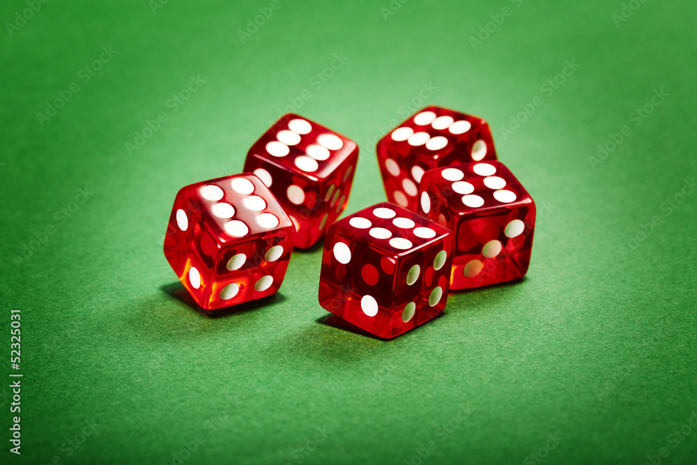 Würfel, rot, 5mal 6 Würfel, rot, 5mal 6