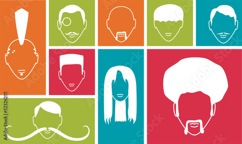 colorful squares with people icons