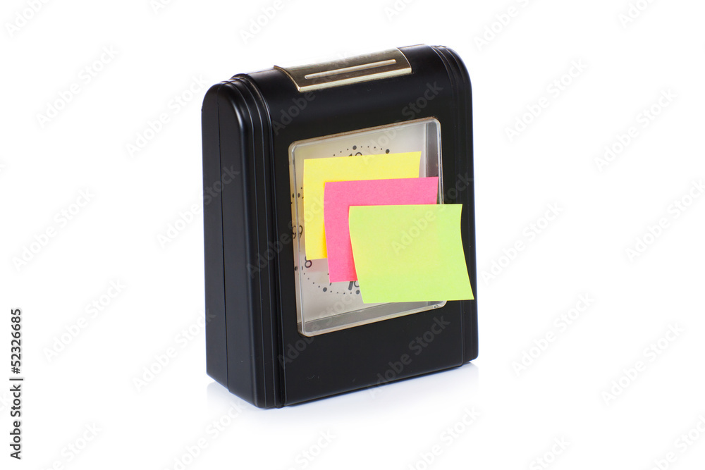 Modern alarm clock with sticky paper Modern alarm clock with sticky paper