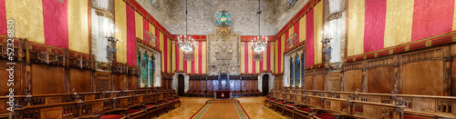 Panorama of council of One Hundred in city hall of Barcelona #52326850