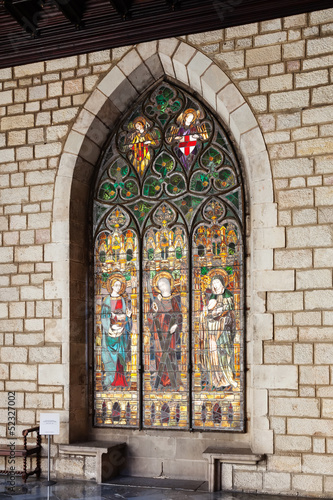 Stained-glass window in interior of Ajuntament de Barcelona