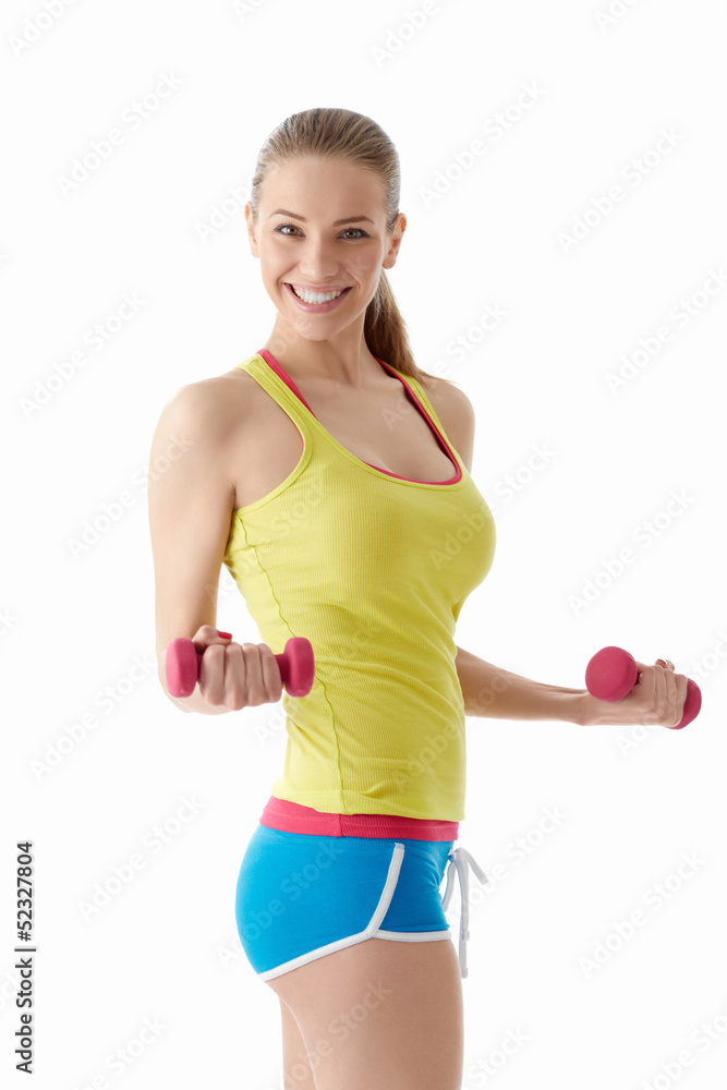 Woman with dumbbells