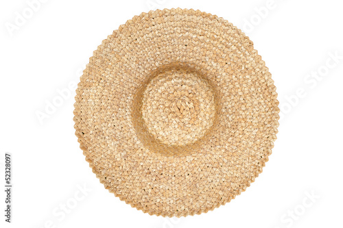 Straw hat isolated top view