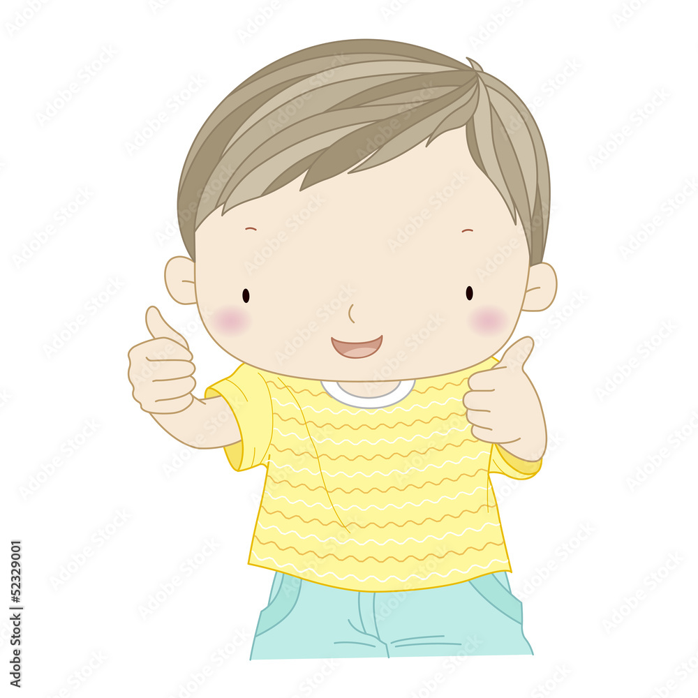illustration of a confident boy showing thumbs up isolated one w illustration of a confident boy showing thumbs up isolated one w