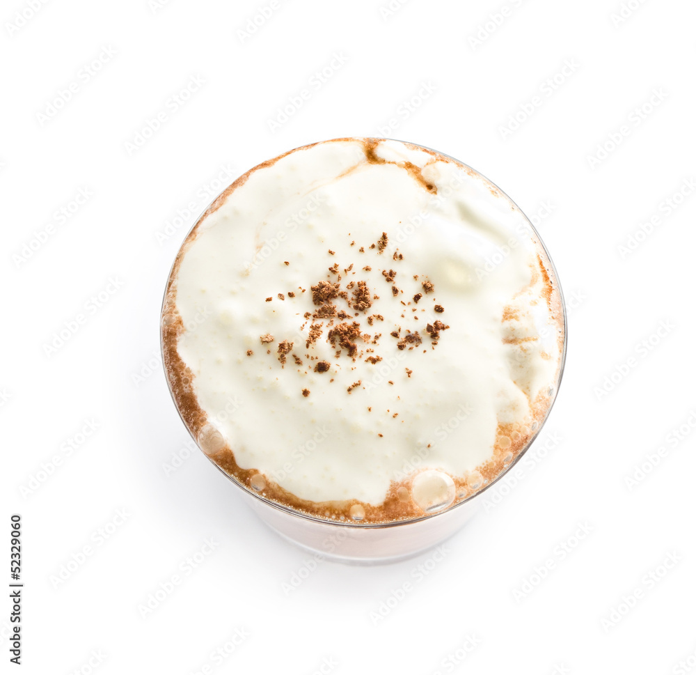 Iced blended frappe coffee on white background Iced blended frappe coffee on white background