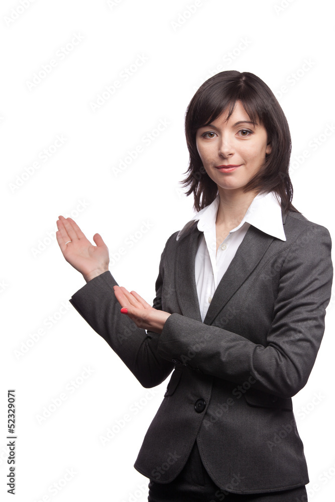 woman in suit outstretching her hands woman in suit outstretching her hands