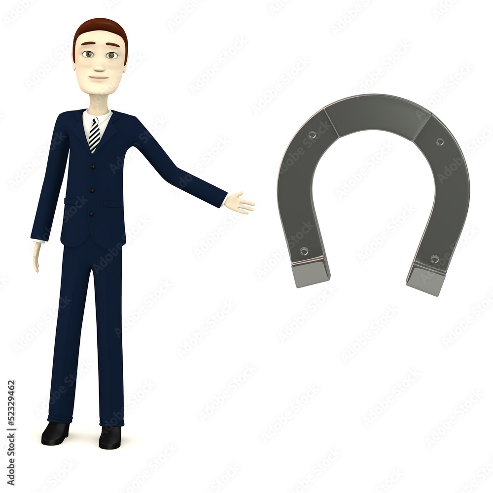3d render of cartoon character with horseshoe 3d render of cartoon character with horseshoe