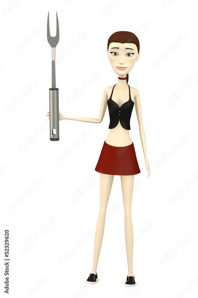 3d render of cartoon character with kitchen utensil 3d render of cartoon character with kitchen utensil