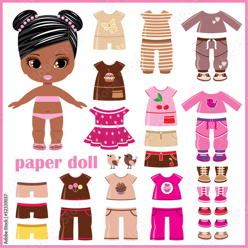 Paper doll with clothes set