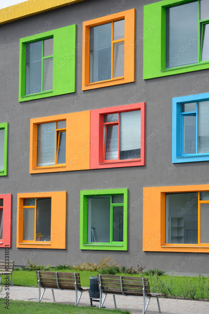 colorful facade of the school of arts colorful facade of the school of arts