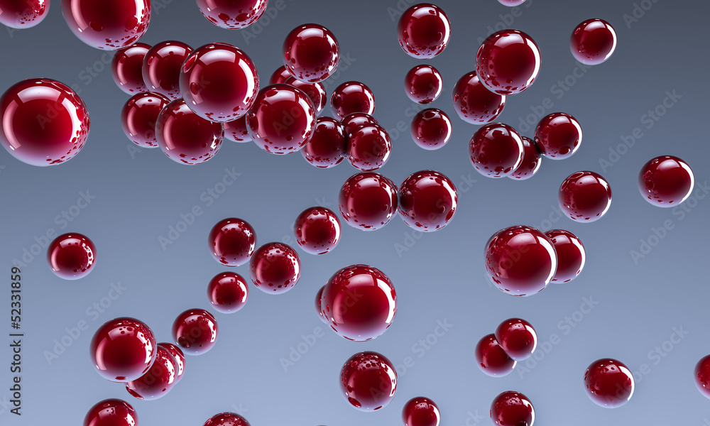 3D abstract redspheres with reflective surface 3D abstract redspheres with reflective surface