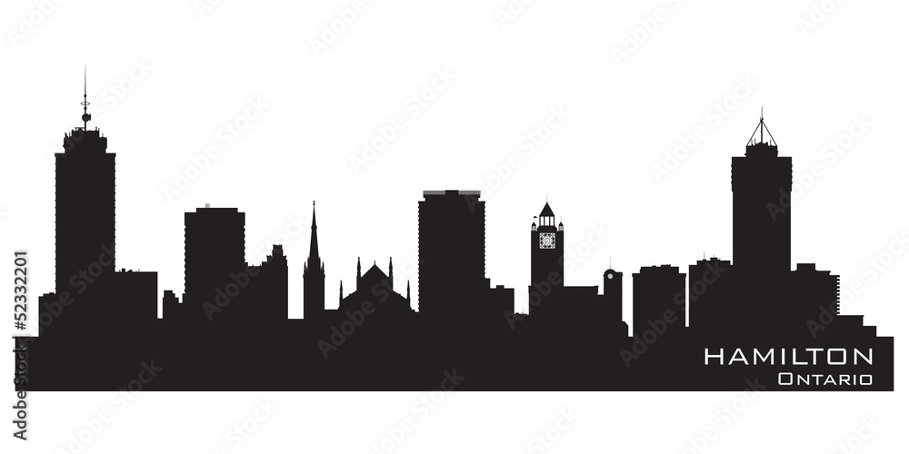 Hamilton Canada skyline Detailed vector silhouette