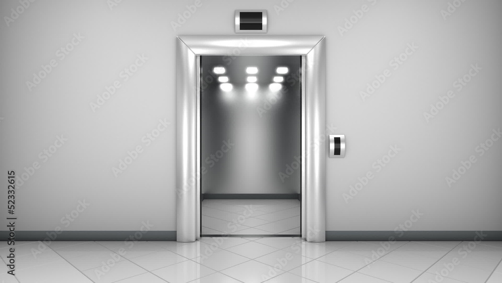 Opening doors in modern elevator. Loopable Opening doors in modern elevator. Loopable