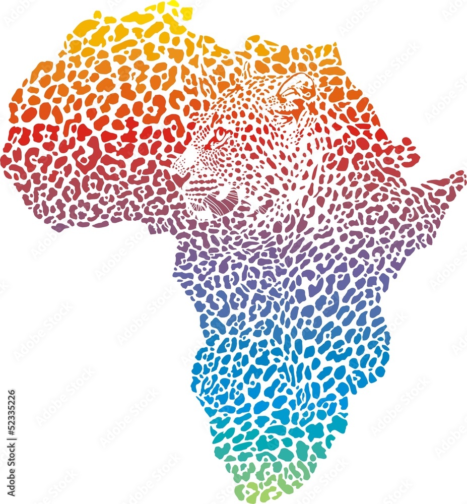 Abstract leopard skin and head in silhouette Africa Abstract leopard skin and head in silhouette Africa