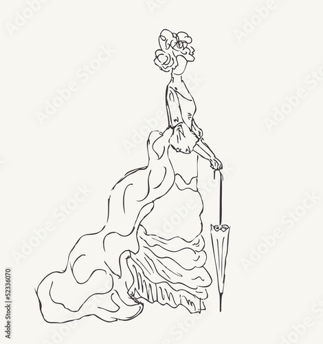 Sketch of woman in historical dress