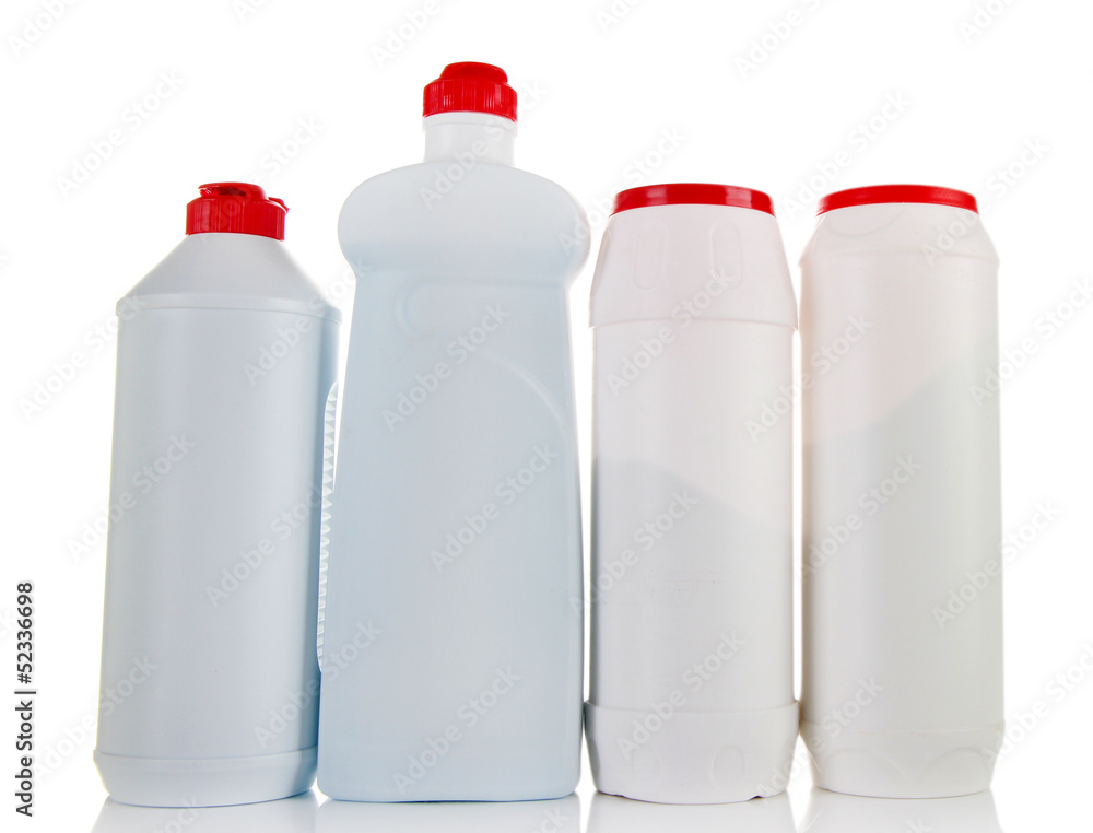 Different kinds of house cleaners, isolated on white Different kinds of house cleaners, isolated on white